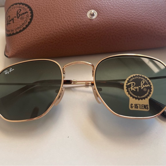 NWOT Raybans RB3548 hexagonal gold/green lenses 51mm - Picture 3 of 6